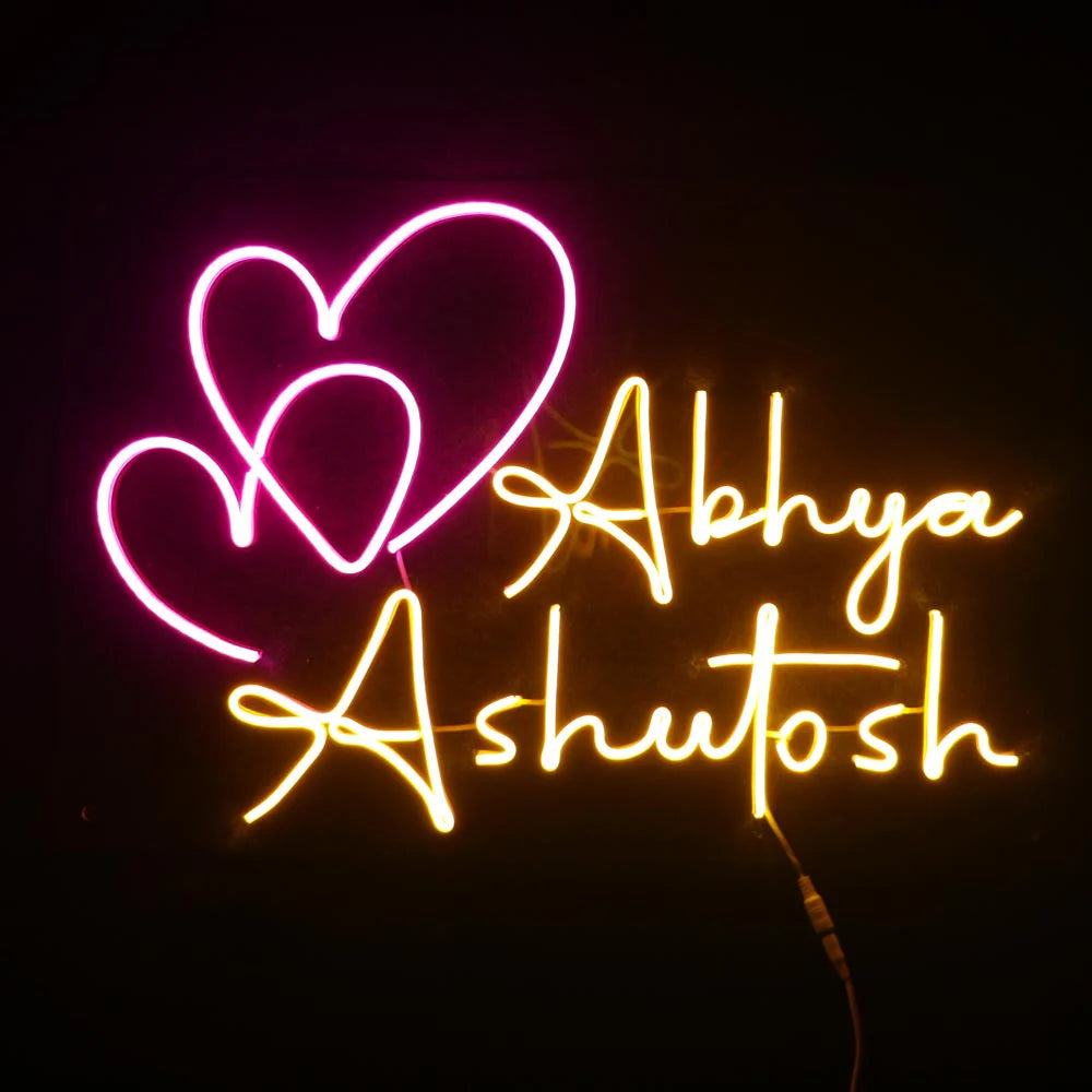 Couples Customized Neon Name Light Frames-16x30"