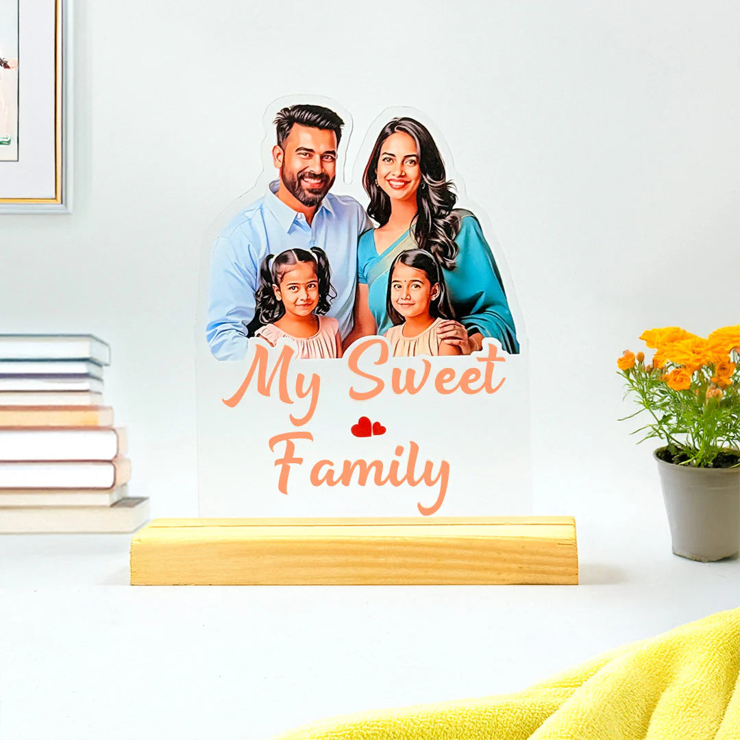 Acrylic Cutout Table Stand - Custom Text & Illustrated Photo