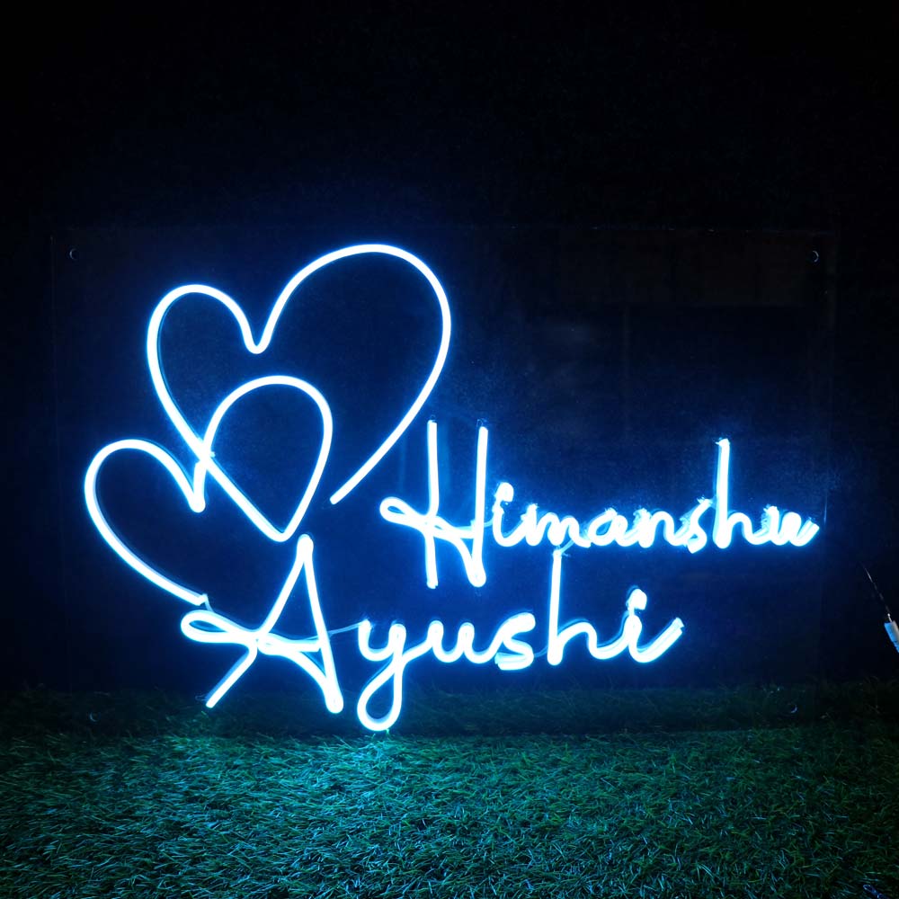 Couples Customized Neon Name Light Frames-16x30"