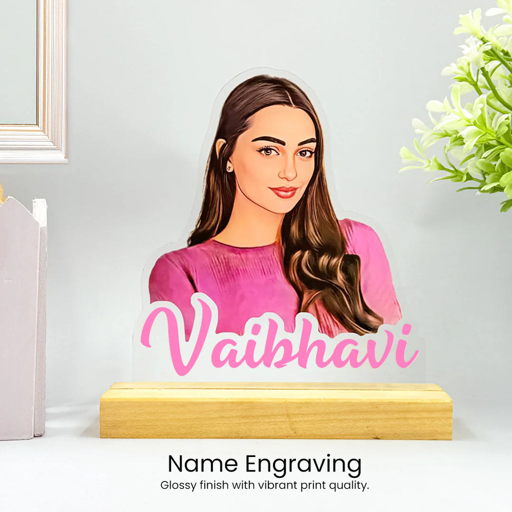 Acrylic Cutout Table Stand - Custom Text & Illustrated Photo