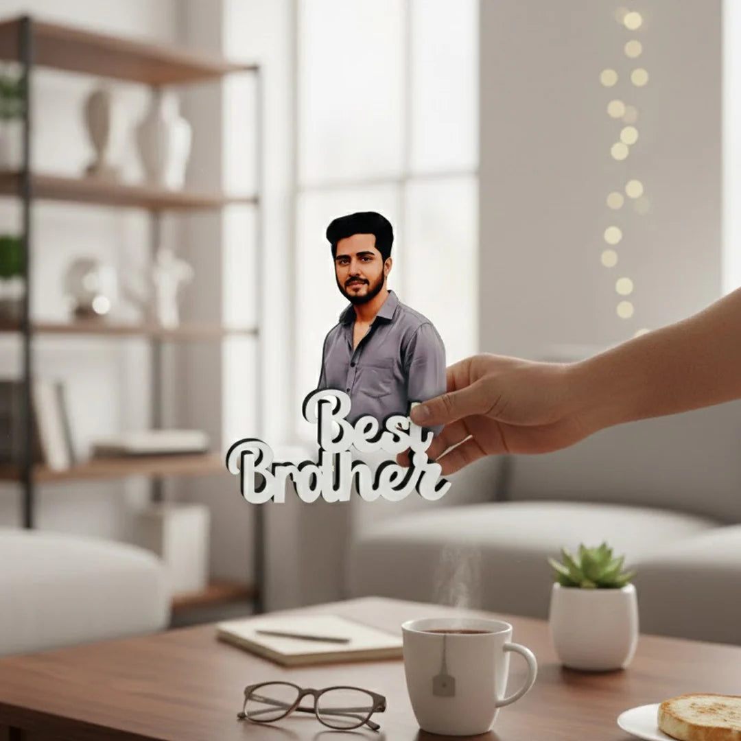 Personalized Cartoon Name Table Stand – Best Brother Edition (7×6 Inch)