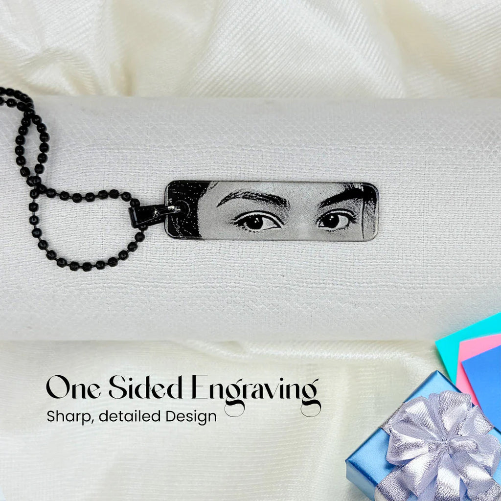 Custom Black & White Photo Engraved Necklace – Personalized Keepsake Pendant