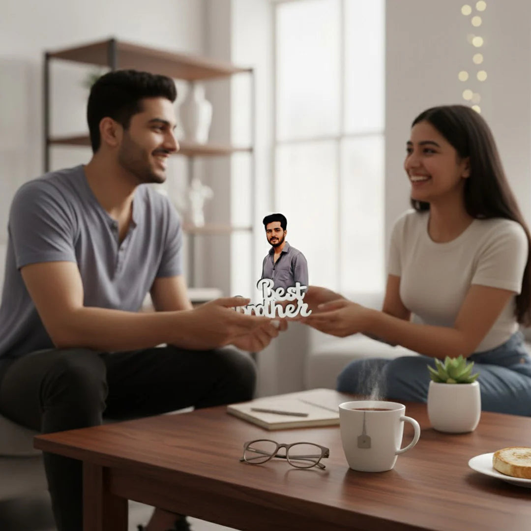 Personalized Cartoon Name Table Stand – Best Brother Edition (7×6 Inch)